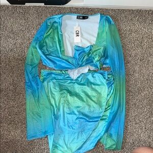 CBR Women's Blue and Green Swim Cover-Up